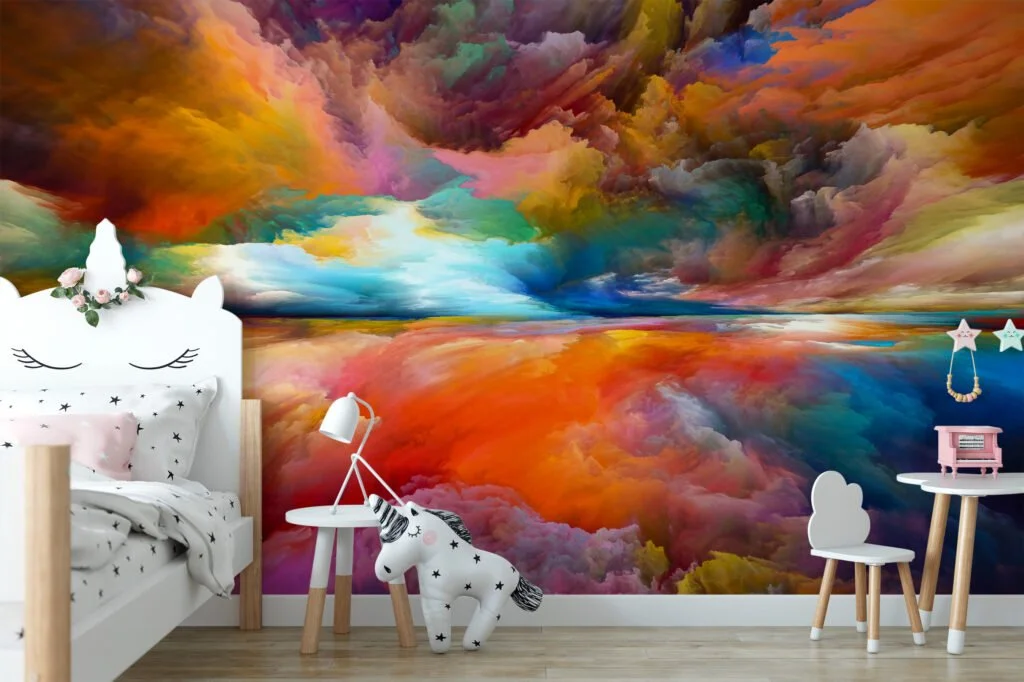 Self-Adhesive and Removable Colorful Sunset Mural Wallpaper - Perfect for a Quick Room Makeover