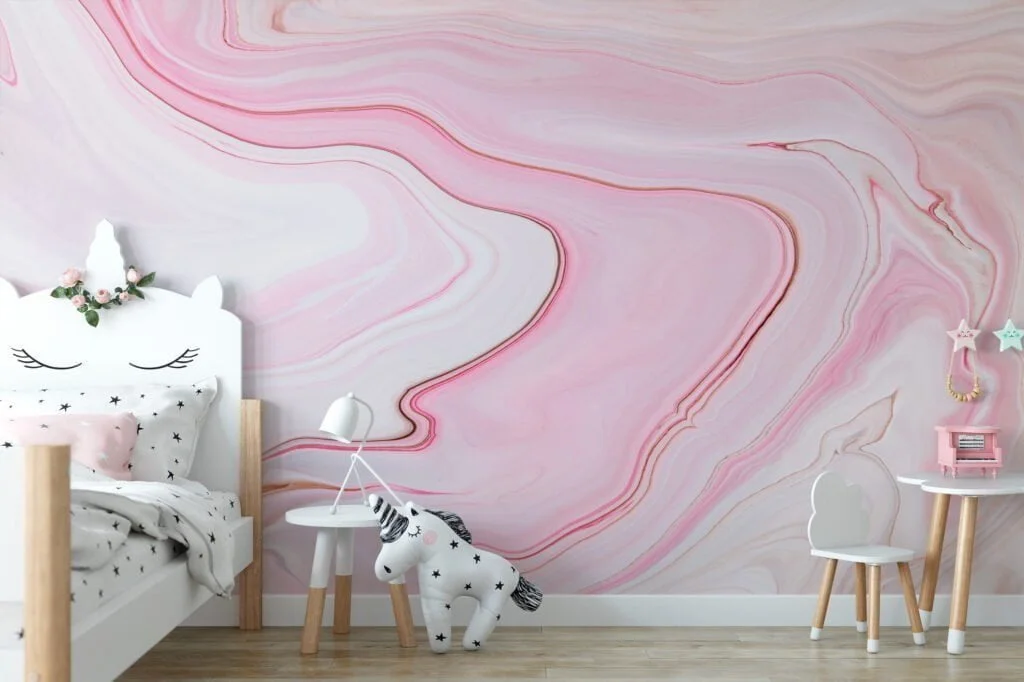 Pink Fluid Art Wall Mural - Peel and Stick, Easy to Apply and Perfect for Bedroom Walls