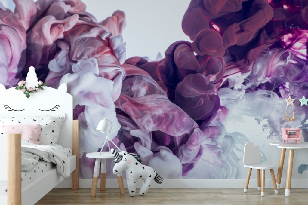 Colorful Ink in Water Wallpaper - Vibrant Liquid Wall Covering for Eye-catching Interior