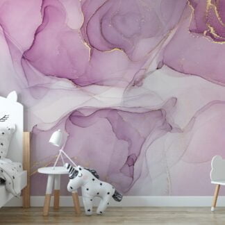 Marble Texture Wallpaper with Pink, Purple and Gold Veins - Self-Adhesive Peel & Stick Removable Wallpaper for Luxe Interiors