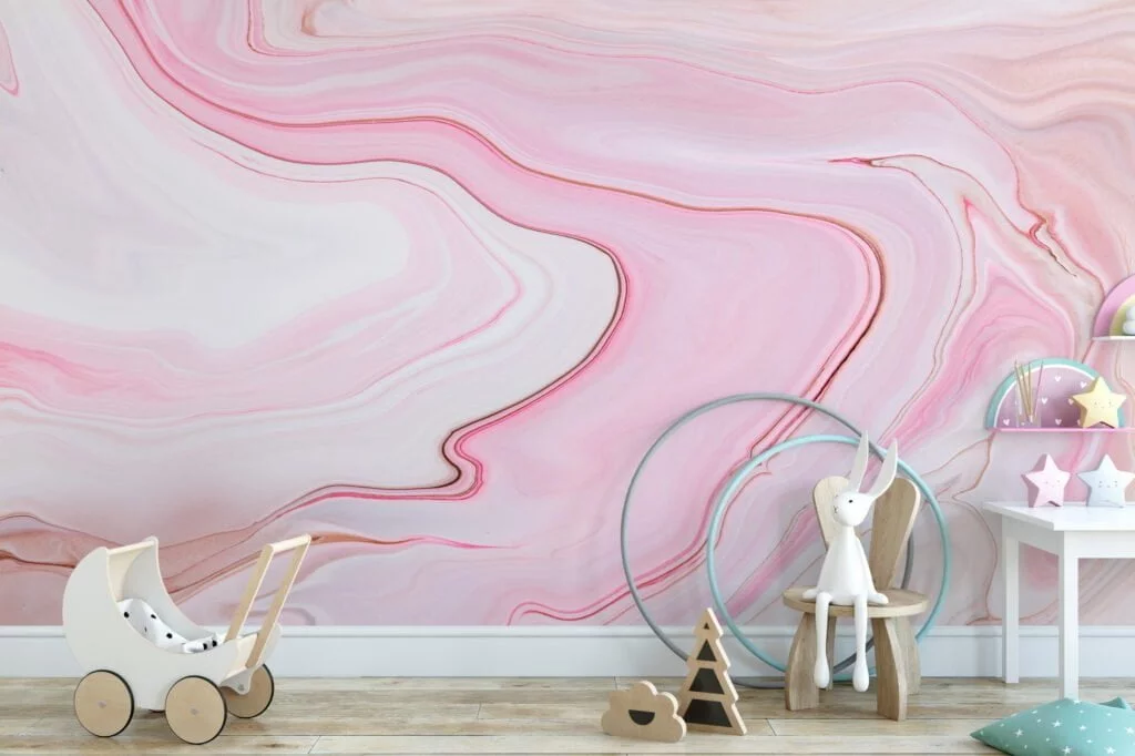 Pink Fluid Art Wall Mural - Peel and Stick, Easy to Apply and Perfect for Bedroom Walls