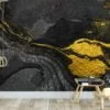Black and Gold Marble Patterned Wallpaper - Removable Self-Adhesive Peel & Stick Wall Mural for Luxurious Home Decor