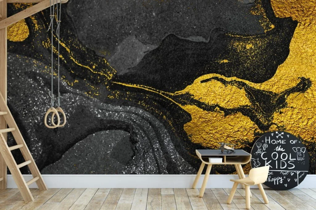 Black and Gold Marble Patterned Wallpaper - Removable Self-Adhesive Peel & Stick Wall Mural for Luxurious Home Decor