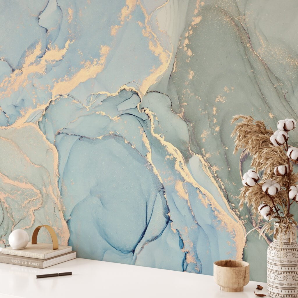 Serene Light Blue Marble Wall Mural - Peel & Stick Wallpaper, Large Wall  Art