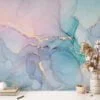 Dreamy and Serene Colorful Pastel Ink Art Wallpaper for a Whimsical and Calming Home Decor