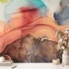 Experience the mesmerizing beauty of mixed alcohol ink colors dancing in water with our captivating wallpaper design