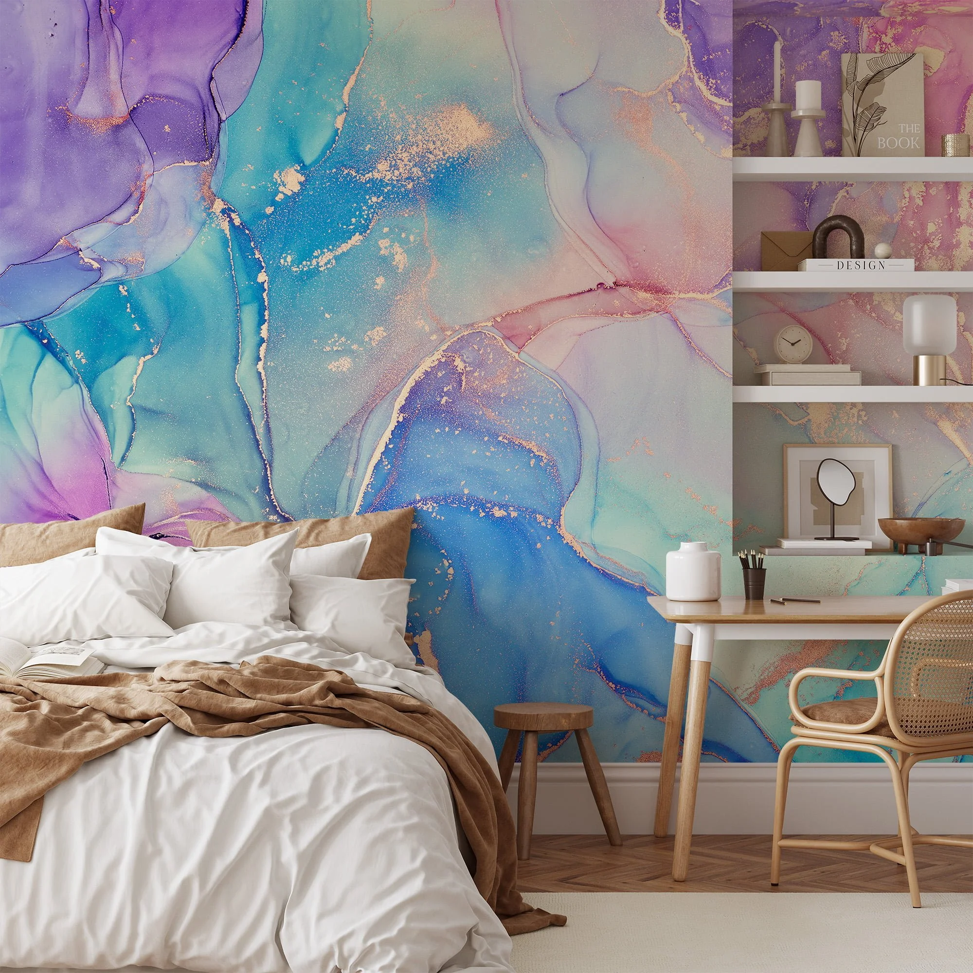 Revamp your walls with our mesmerizing multicolored marble wallpaper. Its dynamic blend of colors and natural patterns will instantly elevate the aesthetics of any room. For hassle-free installation, try our peel and stick pastel wallpaper