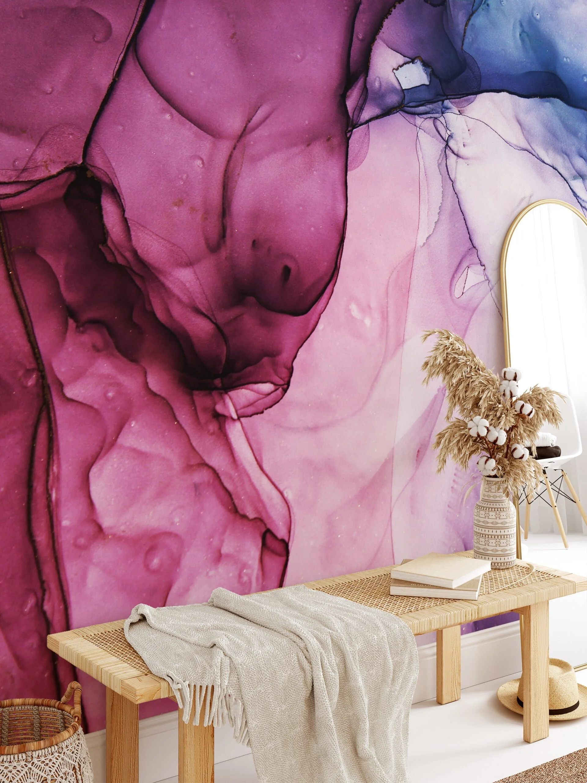 Dynamic and Expressive Mixed Colored Fluid Art Wallpaper for a Bold and Artistic Home Ambiance