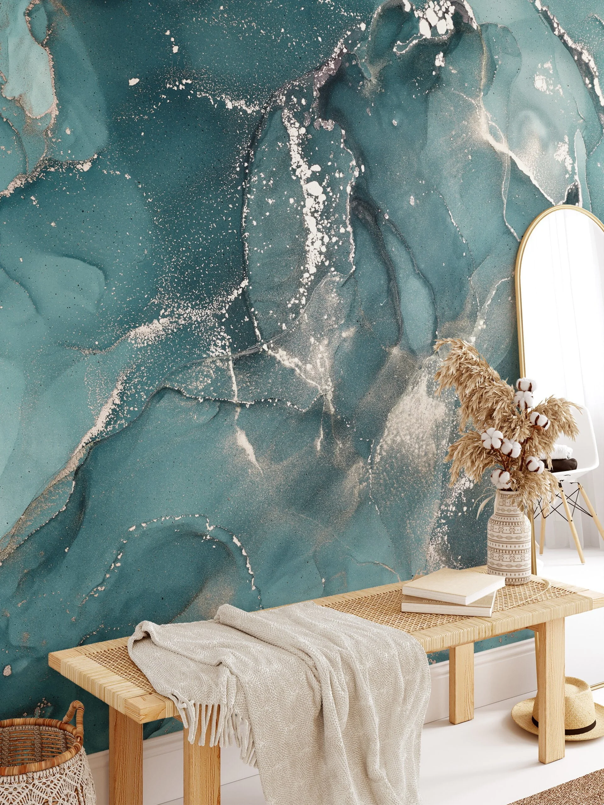 Luxury Green Marble Texture Wallpaper