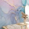 Dreamy and Serene Colorful Pastel Ink Art Wallpaper for a Whimsical and Calming Home Decor