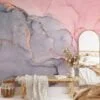 Elegant and Striking Pink and Dark Grey Marble Effect Wallpaper for a Contemporary and Refined Home Decor