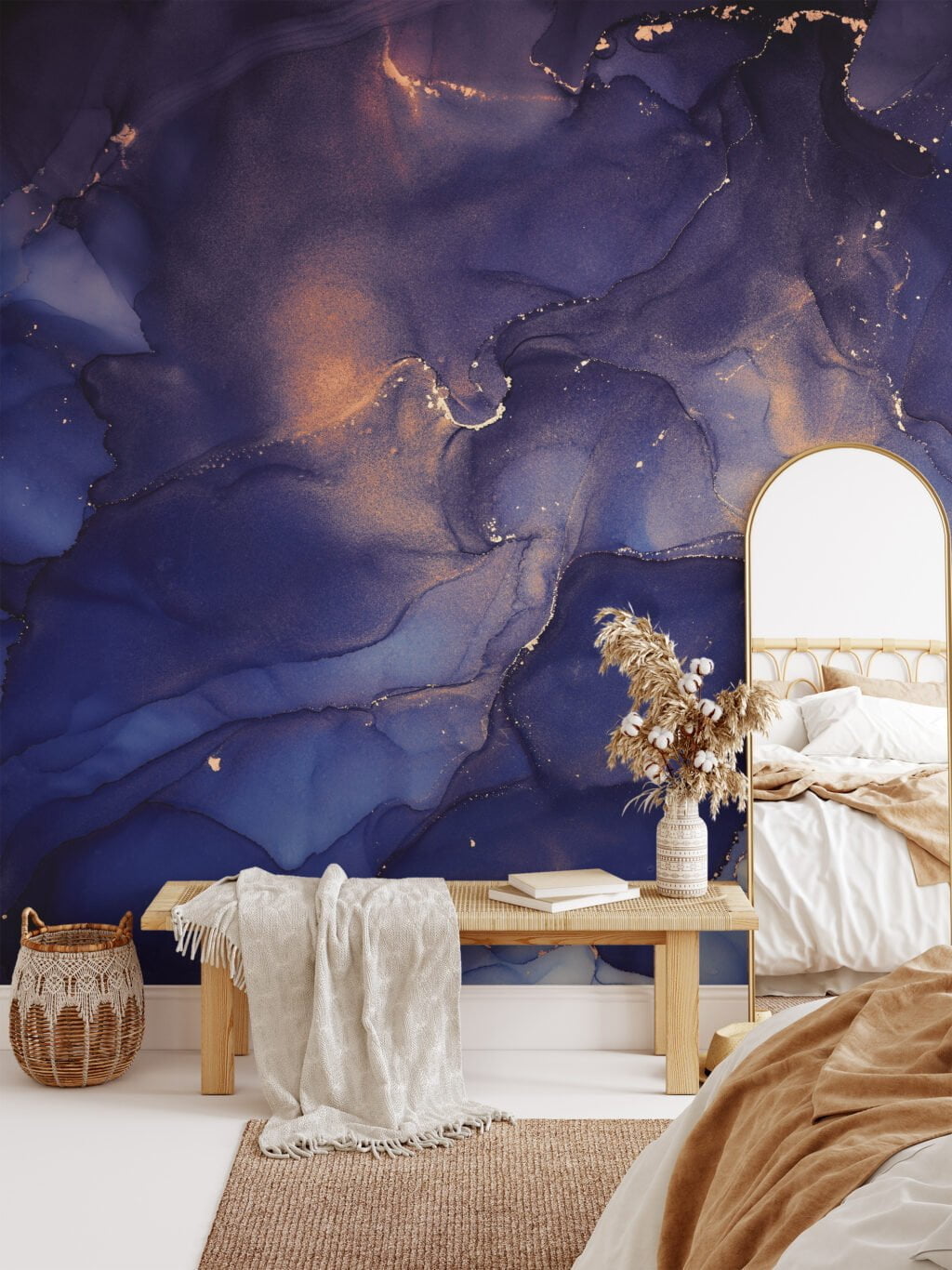 Transform your space with the enchanting allure of our Dreamy Dark Purple Ink Art Wallpaper