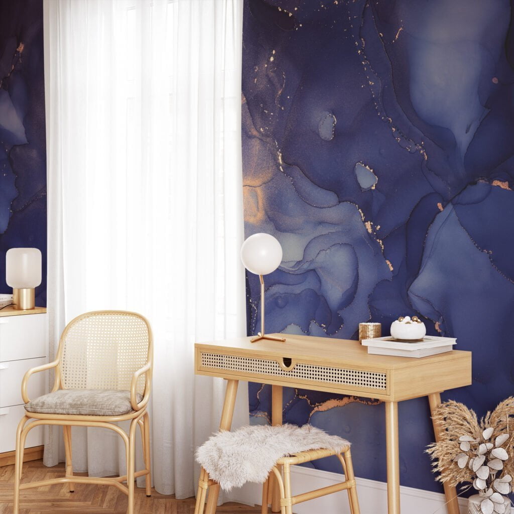 Transform your space with the enchanting allure of our Dreamy Dark Purple Ink Art Wallpaper