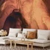 Cozy and Inviting Warm-Toned Stone Effect Marble Wallpaper for a Rustic and Elegant Home Decor