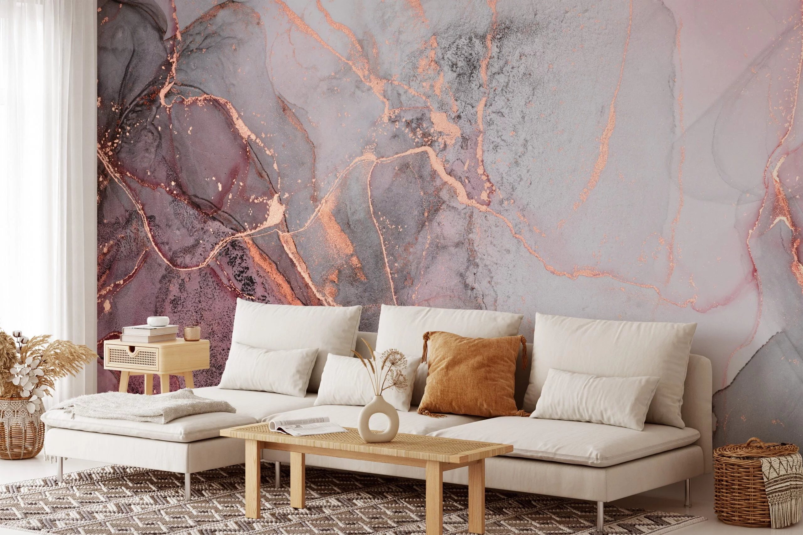 Bold and Striking Red and Black Ink Art Wallpaper for a Dramatic and Contemporary Home Decor