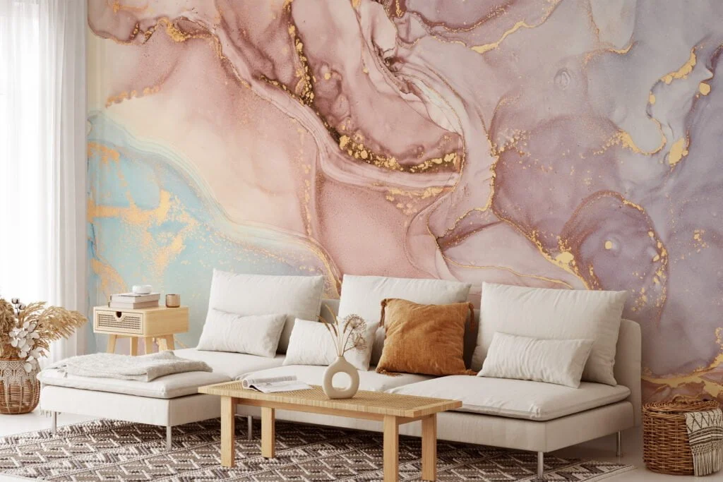 Luxurious Rose Gold Marble Texture Wallpaper for a Glamorous and Refined Home Decor