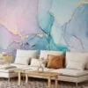 Dreamy and Serene Colorful Pastel Ink Art Wallpaper for a Whimsical and Calming Home Decor