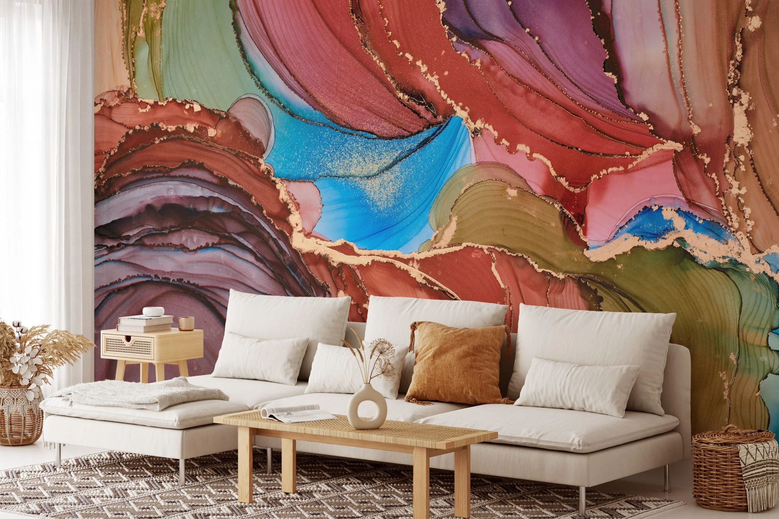 Experience the mesmerizing allure of our Abstract Fluid Art Ink Painting Wallpaper