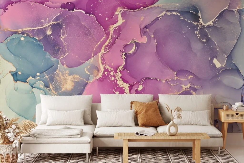 Vibrant and Dynamic Colorful Fluid Art Wallpaper for an Eye-Catching and Energetic Home Decor