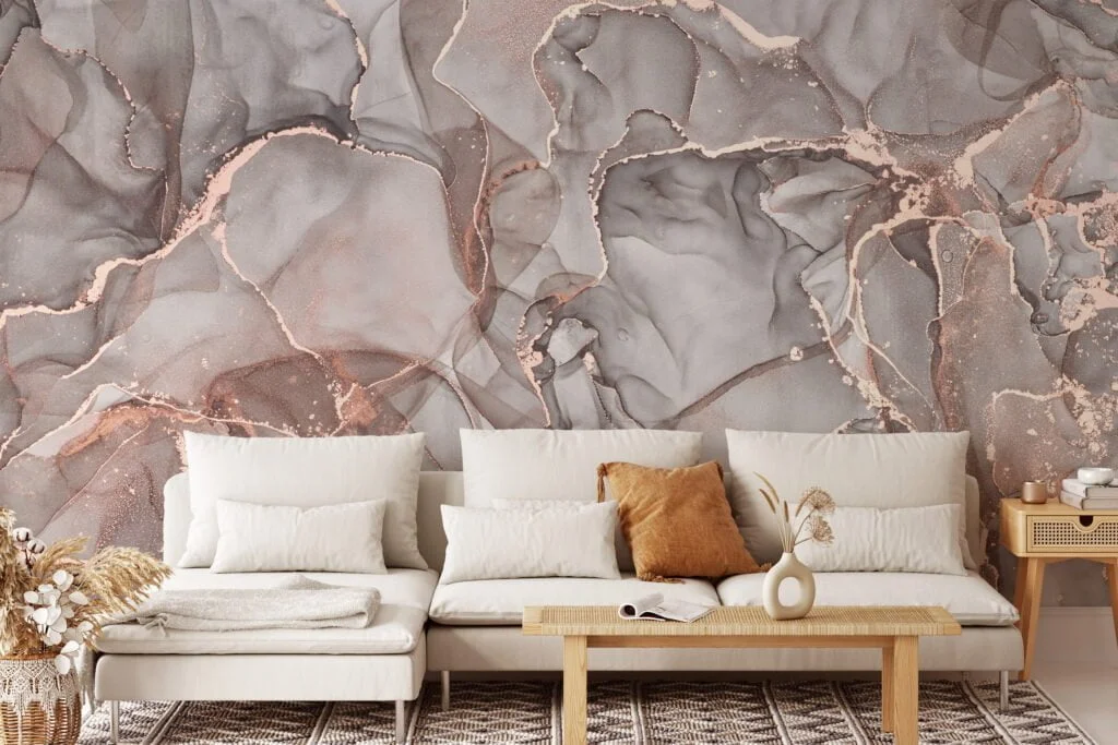 Elegant and Subtle Mixed Nude Colored Marble Texture Wallpaper for a Timeless and Sophisticated Home Decor