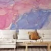Dynamic and Multicolored Marble Effect Wallpaper for a Striking and Contemporary Home Ambiance