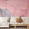 Elegant and Striking Pink and Dark Grey Marble Effect Wallpaper for a Contemporary and Refined Home Decor