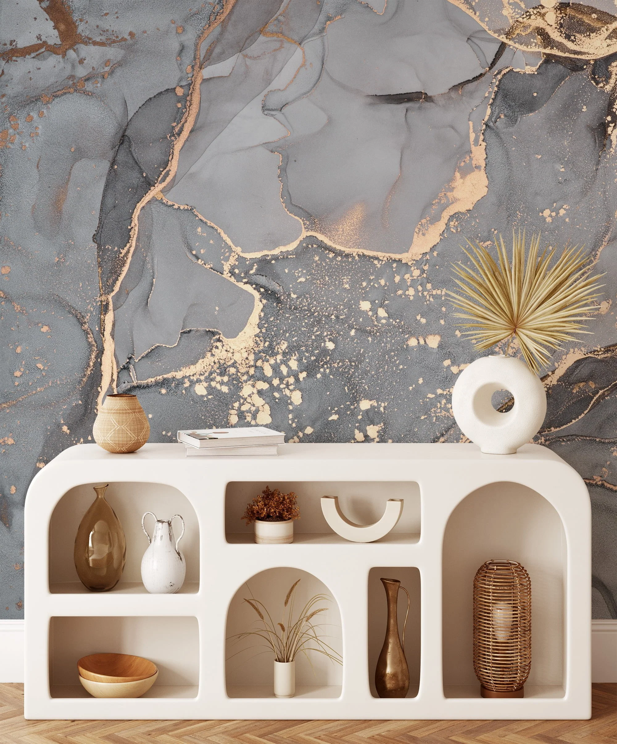 Grey and Gold Marble Texture Wallpaper