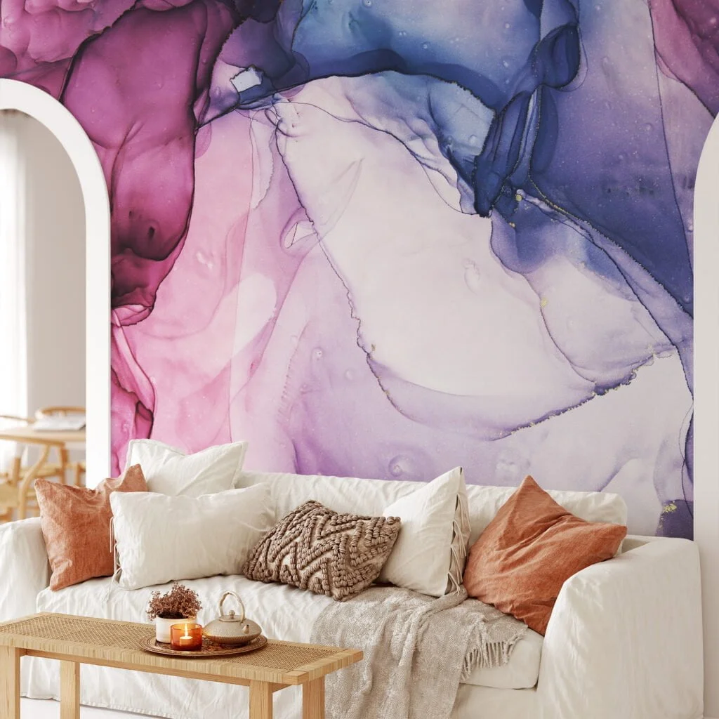 Dynamic and Expressive Mixed Colored Fluid Art Wallpaper for a Bold and Artistic Home Ambiance