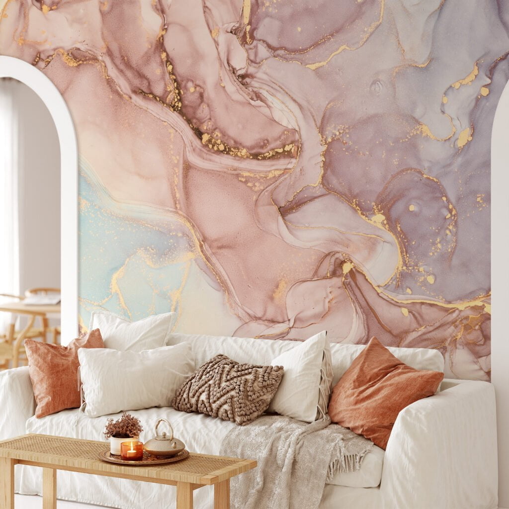 Luxurious Rose Gold Marble Texture Wallpaper for a Glamorous and Refined Home Decor