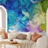 Indulge in the captivating beauty of our Abstract Colorful Marble Effect Wallpaper