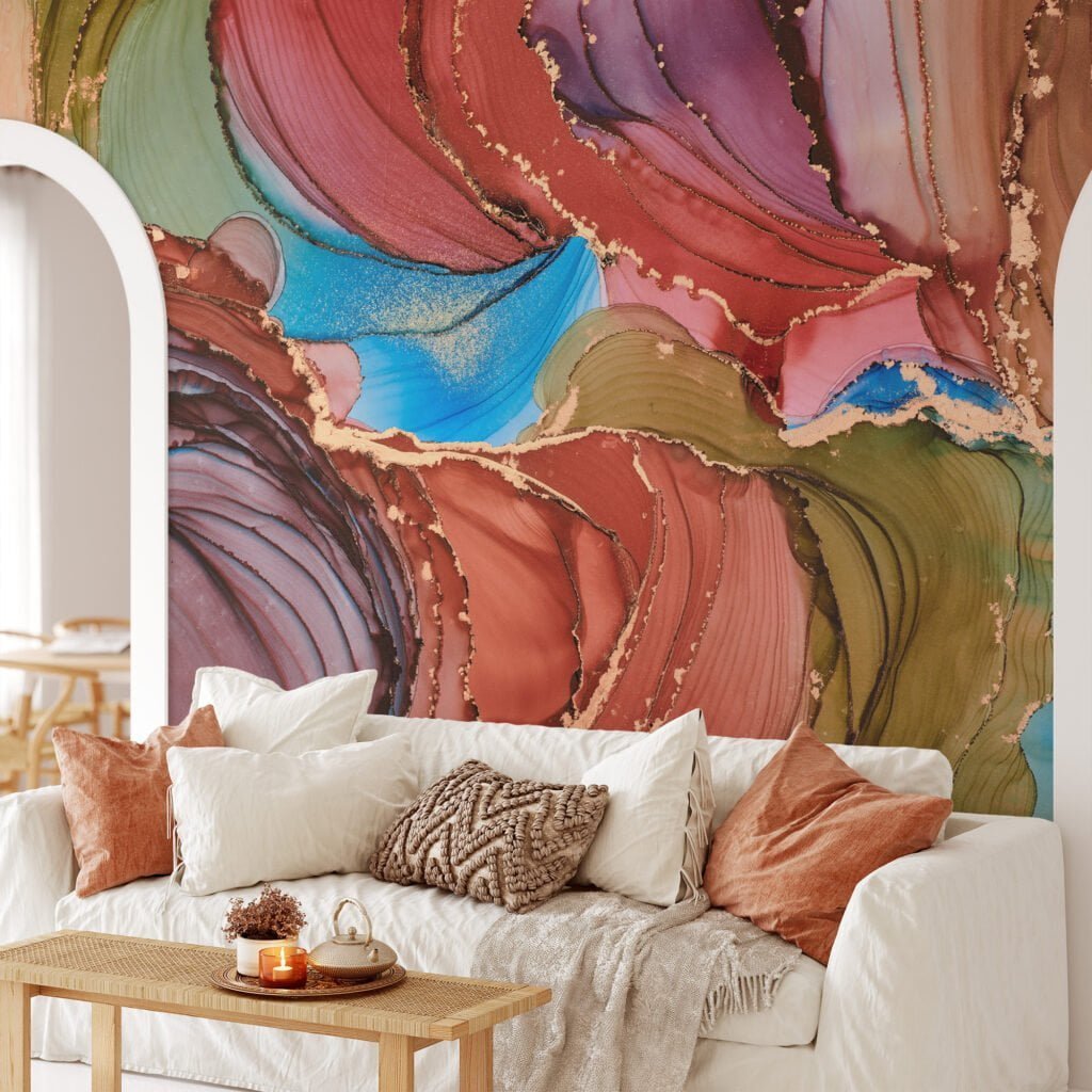 Experience the mesmerizing allure of our Abstract Fluid Art Ink Painting Wallpaper