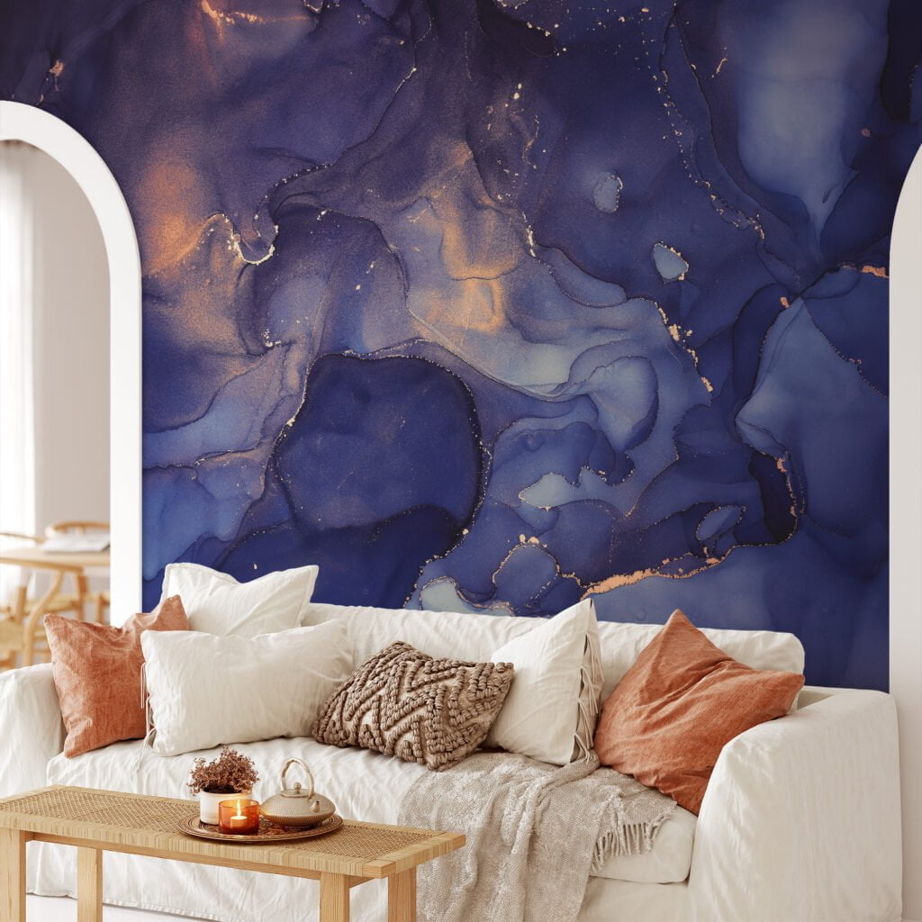 Transform your space with the enchanting allure of our Dreamy Dark Purple Ink Art Wallpaper