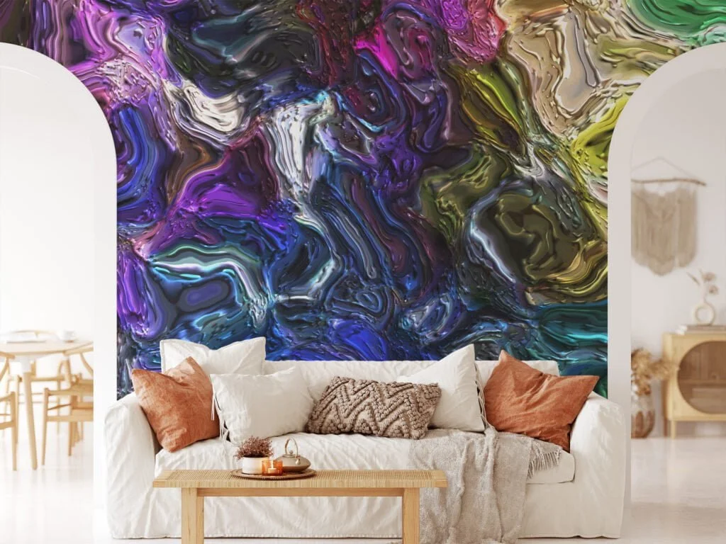 Dynamic and Expressive Abstract Colorful Illustration Wallpaper for an Eye-Catching and Vibrant Home Ambiance