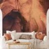 Cozy and Inviting Warm-Toned Stone Effect Marble Wallpaper for a Rustic and Elegant Home Decor