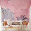 Elegant and Striking Pink and Dark Grey Marble Effect Wallpaper for a Contemporary and Refined Home Decor