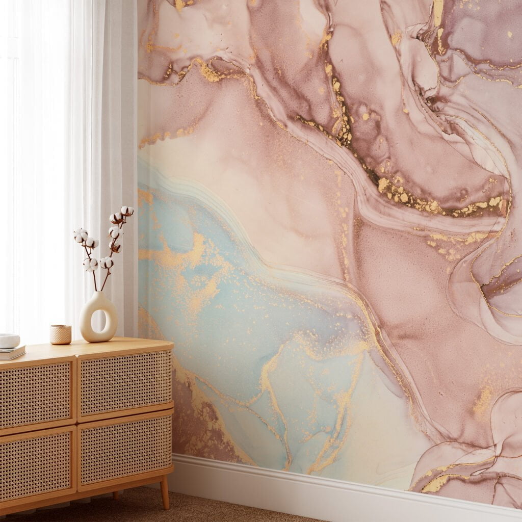 Luxurious Rose Gold Marble Texture Wallpaper for a Glamorous and Refined Home Decor