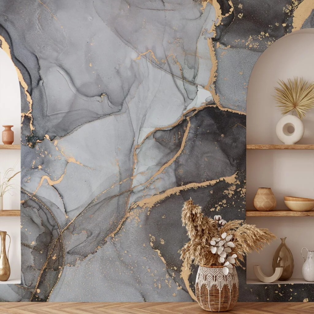 Timeless and Refined Grey Marble Texture Wallpaper for a Classic and Elegant Home Ambiance