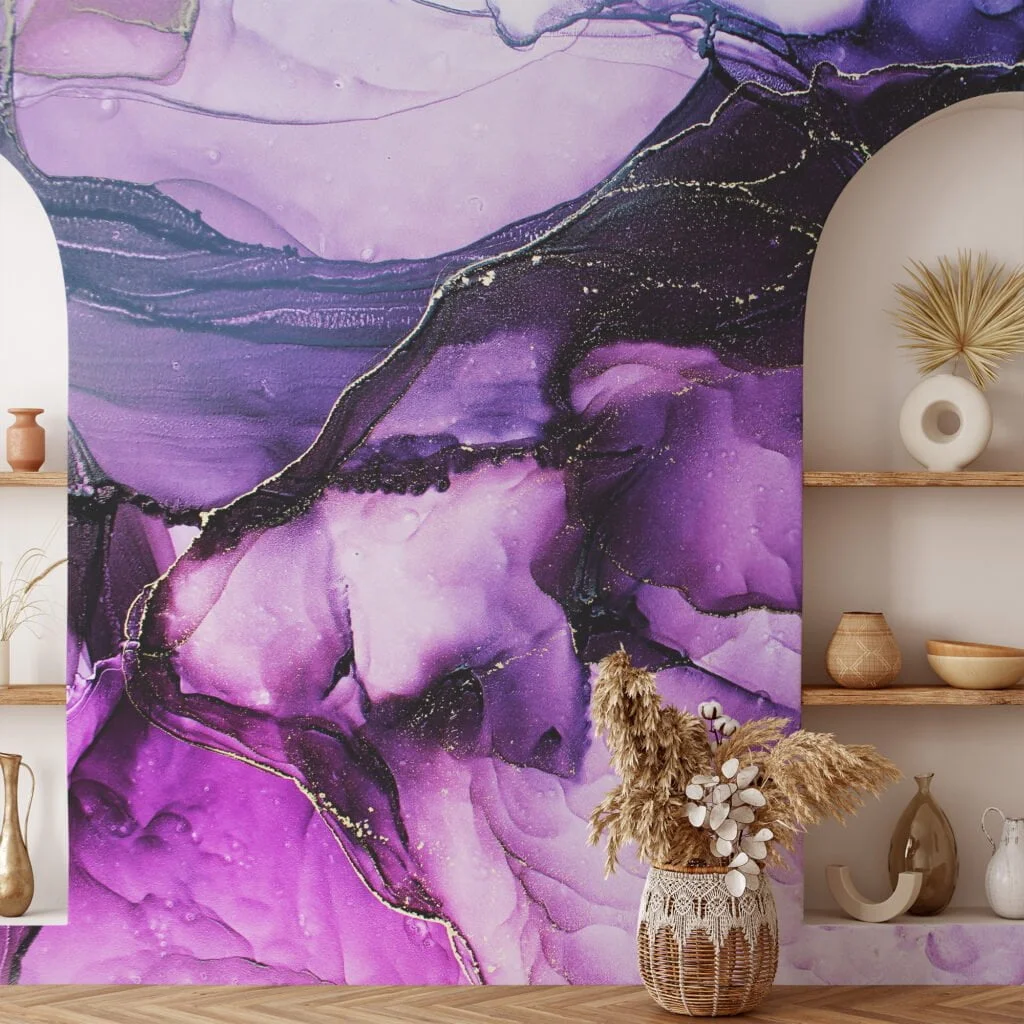 Ethereal and Enchanting Shades of Purple Alcohol Ink Art Wallpaper for a Mesmerizing and Artistic Home Ambience