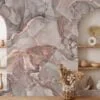 Elegant and Subtle Mixed Nude Colored Marble Texture Wallpaper for a Timeless and Sophisticated Home Decor