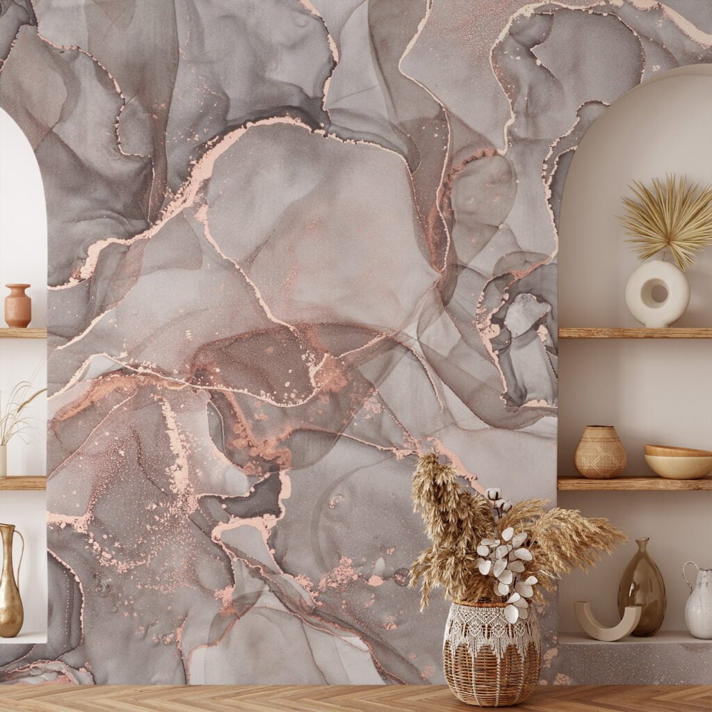 Elegant and Subtle Mixed Nude Colored Marble Texture Wallpaper for a Timeless and Sophisticated Home Decor