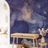 Transform your space with the enchanting allure of our Dreamy Dark Purple Ink Art Wallpaper