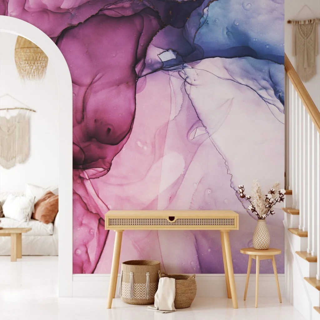 Dynamic and Expressive Mixed Colored Fluid Art Wallpaper for a Bold and Artistic Home Ambiance