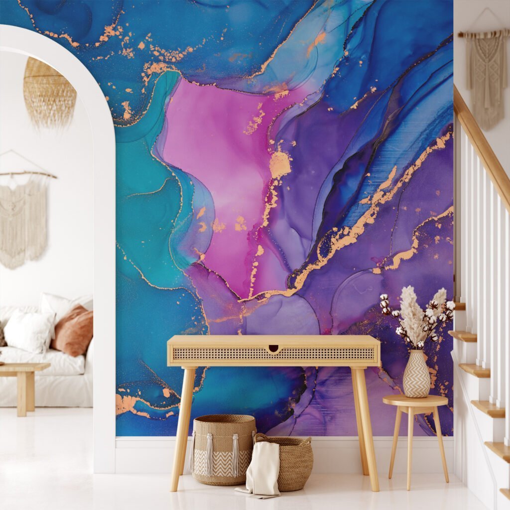 Indulge in the vibrant and captivating beauty of our Colorful Ink Painting Wallpaper
