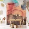 Experience the mesmerizing beauty of mixed alcohol ink colors dancing in water with our captivating wallpaper design