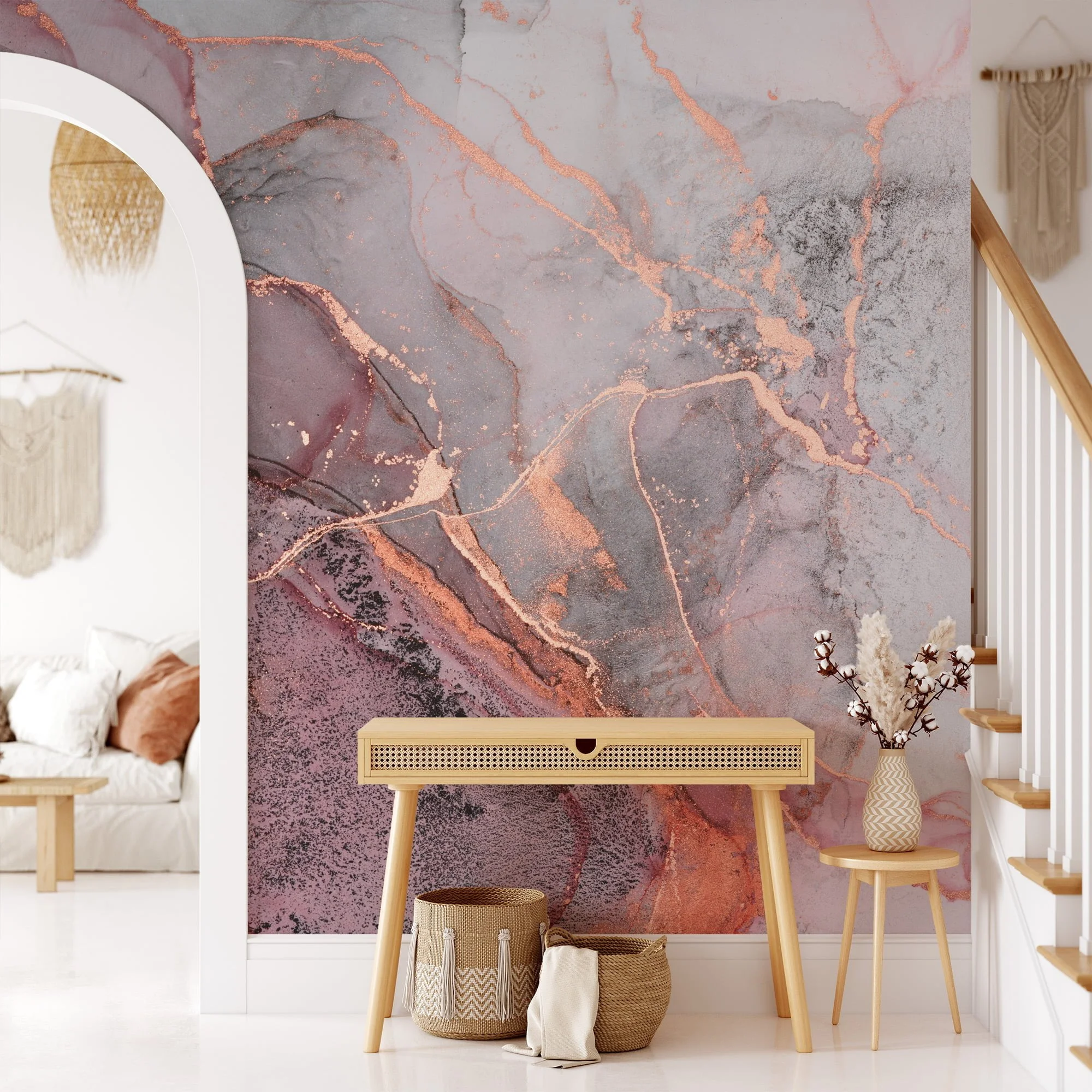 Bold and Striking Red and Black Ink Art Wallpaper for a Dramatic and Contemporary Home Decor