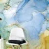 Refreshing Green, Blue, and Yellow Marble Texture Wallpaper for a Vibrant and Modern Home Decor
