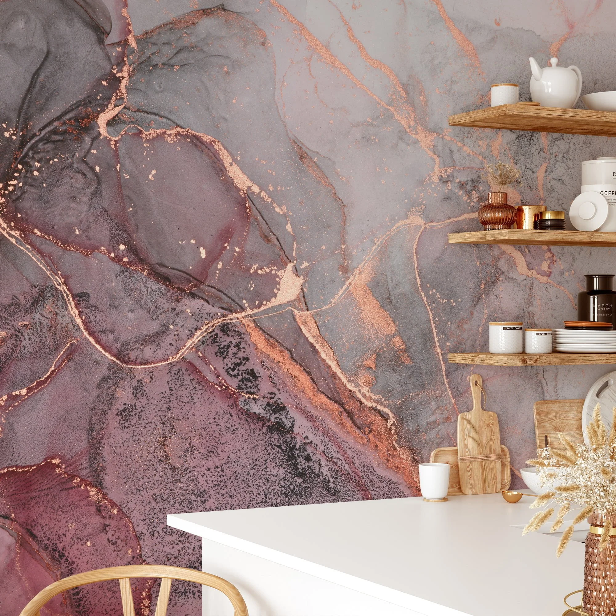 Bold and Striking Red and Black Ink Art Wallpaper for a Dramatic and Contemporary Home Decor