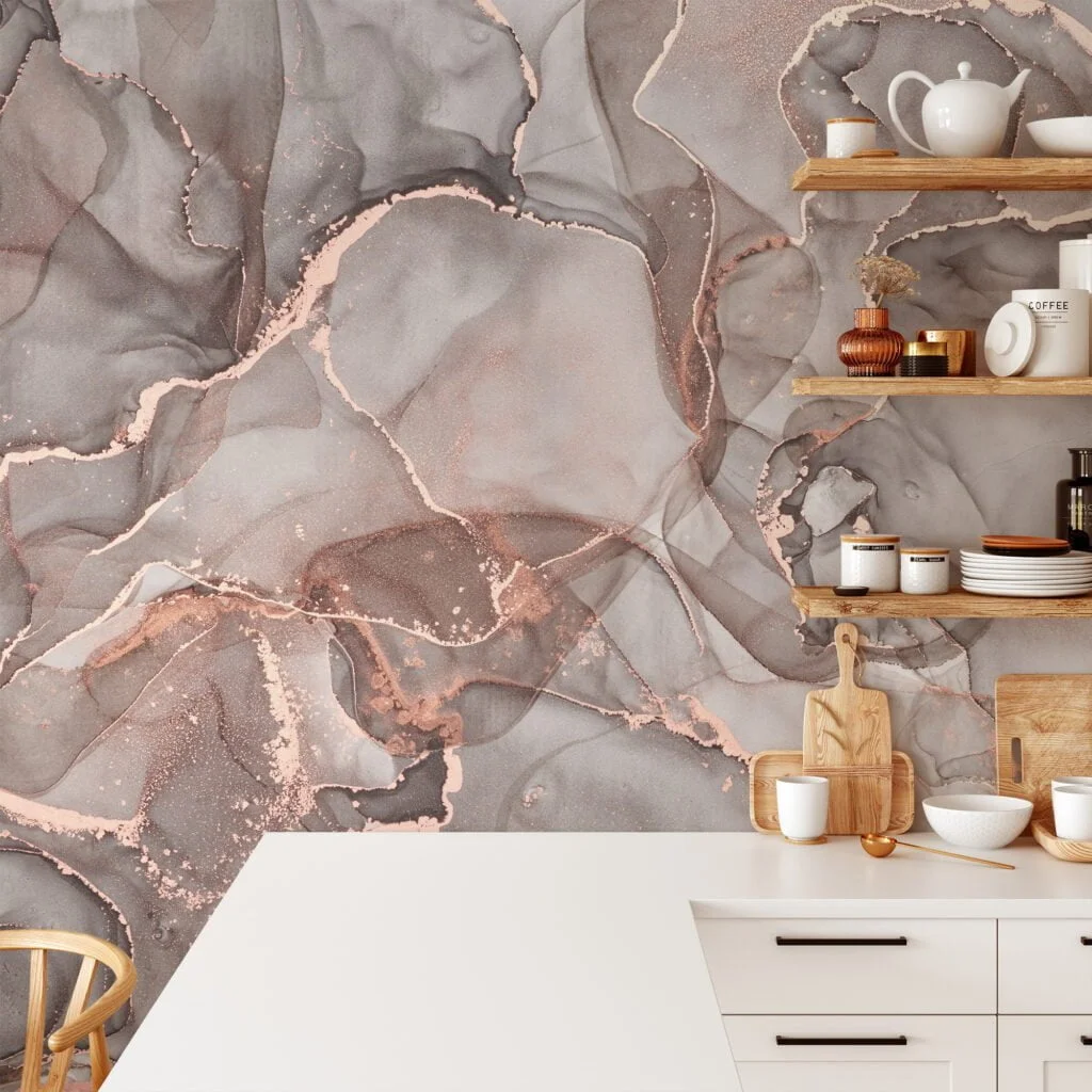 Elegant and Subtle Mixed Nude Colored Marble Texture Wallpaper for a Timeless and Sophisticated Home Decor