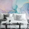 Dreamy and Serene Colorful Pastel Ink Art Wallpaper for a Whimsical and Calming Home Decor