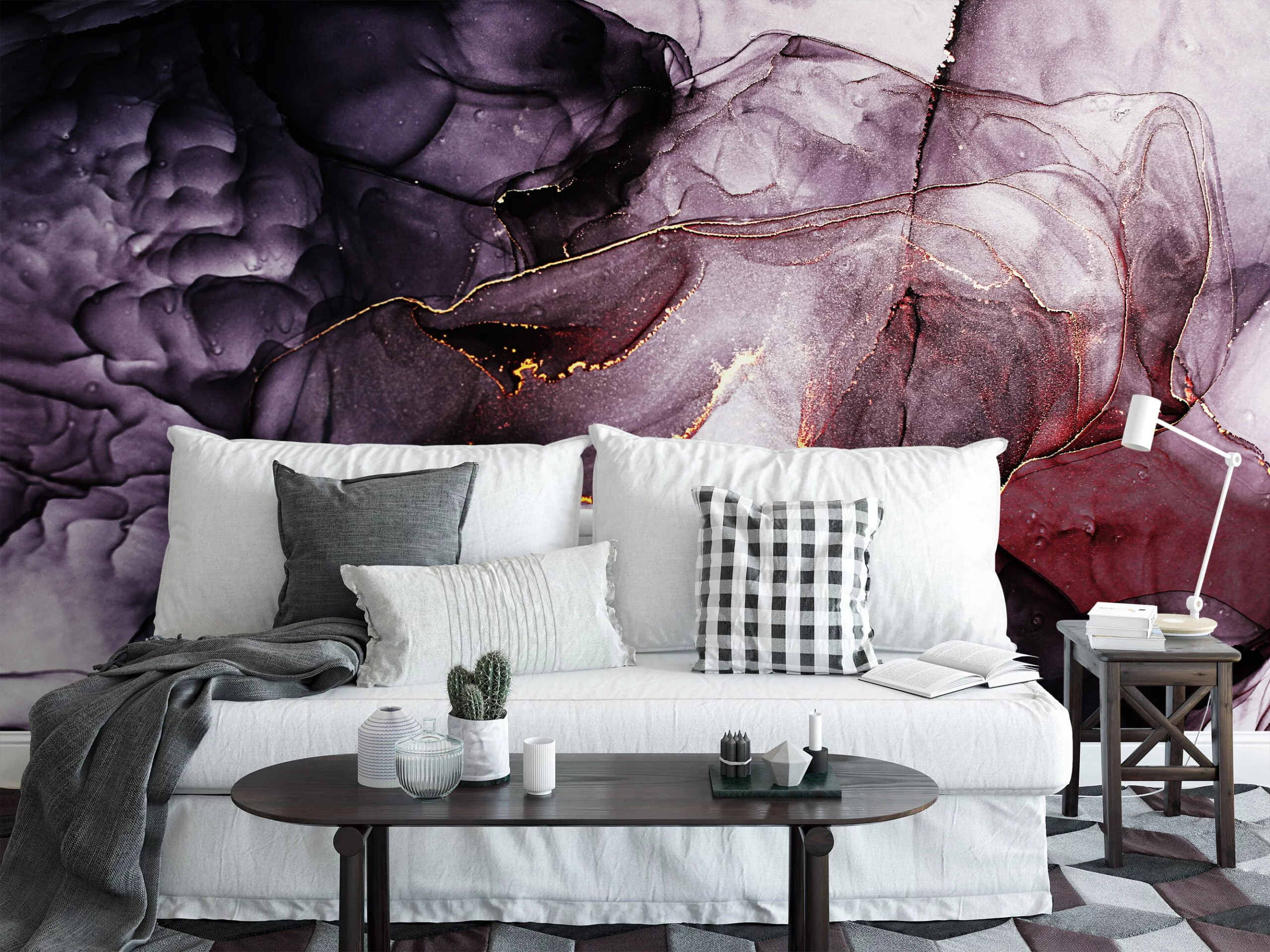 Mysterious and Intense Dark Colored Alcohol Ink Art Wallpaper for a Dramatic and Contemporary Home Decor